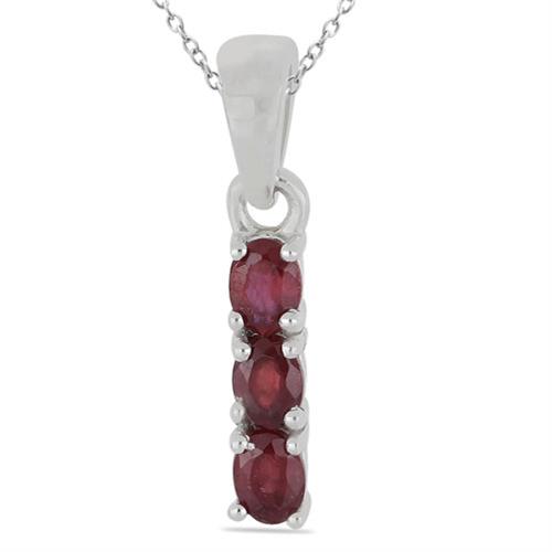 925 SILVER GLASS FILLED RUBY PENDANT IN 925 SILVER